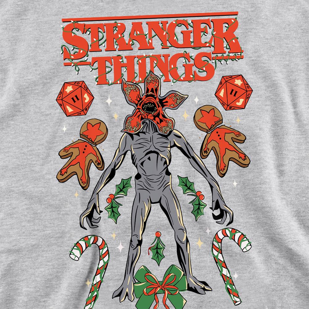 Athletic - Side - Stranger Things 4 Unisex Adult Demogorgon Dice, Canes & Cookies Heather Christmas Sweatshirt