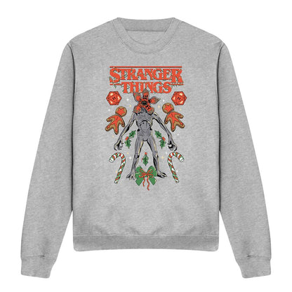 Athletic - Front - Stranger Things 4 Unisex Adult Demogorgon Dice, Canes & Cookies Heather Christmas Sweatshirt