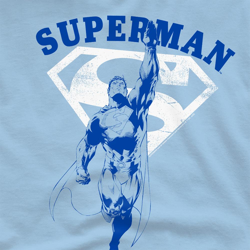 Light Blue - Side - Superman Unisex Adult Flying Outline T-Shirt