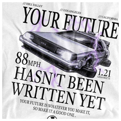 White - Side - Back To The Future Unisex Adult It Hasn´T Been Written Yet T-Shirt