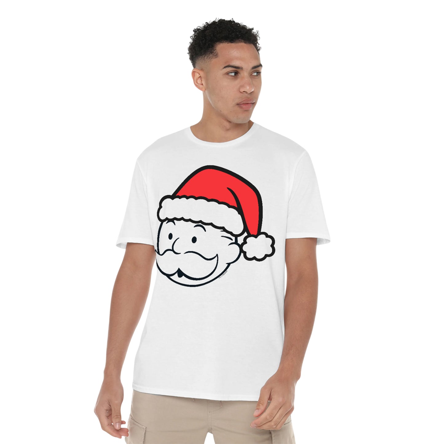 White - Lifestyle - Monopoly Unisex Adult Santa Hat T-Shirt