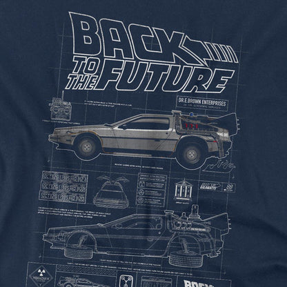 Navy - Side - Back To The Future Unisex Adult Schematic T-Shirt