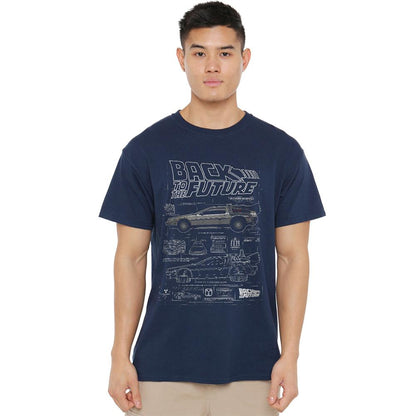 Navy - Lifestyle - Back To The Future Unisex Adult Schematic T-Shirt