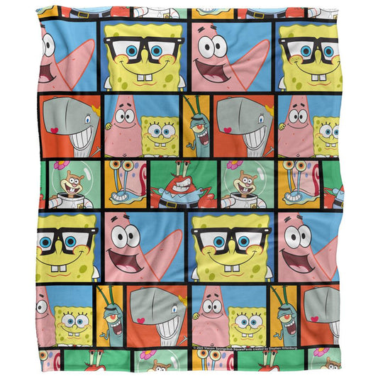 Multicoloured - Front - SpongeBob SquarePants Tile Print Blanket