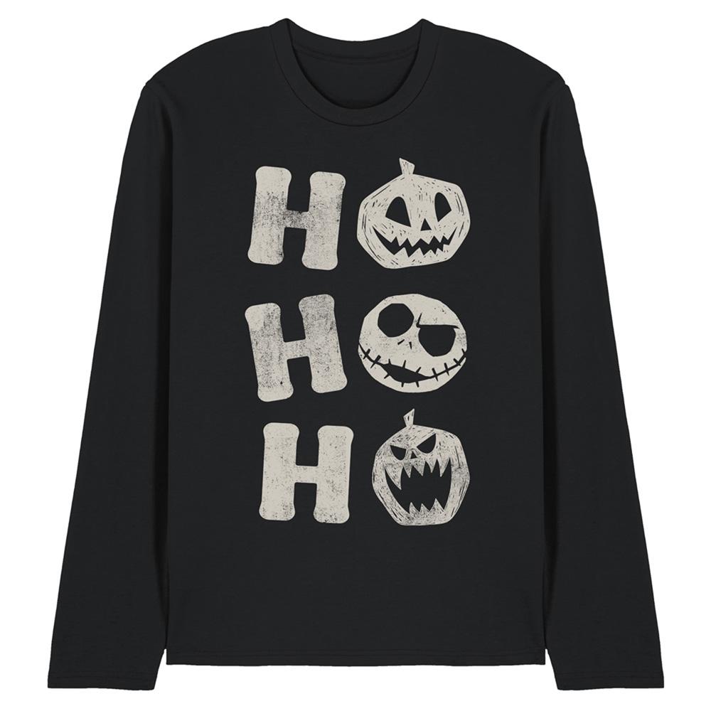 Black - Front - The Nightmare Before Christmas Unisex Adult Ho Ho Ho Jack Skellington Long-Sleeved T-Shirt