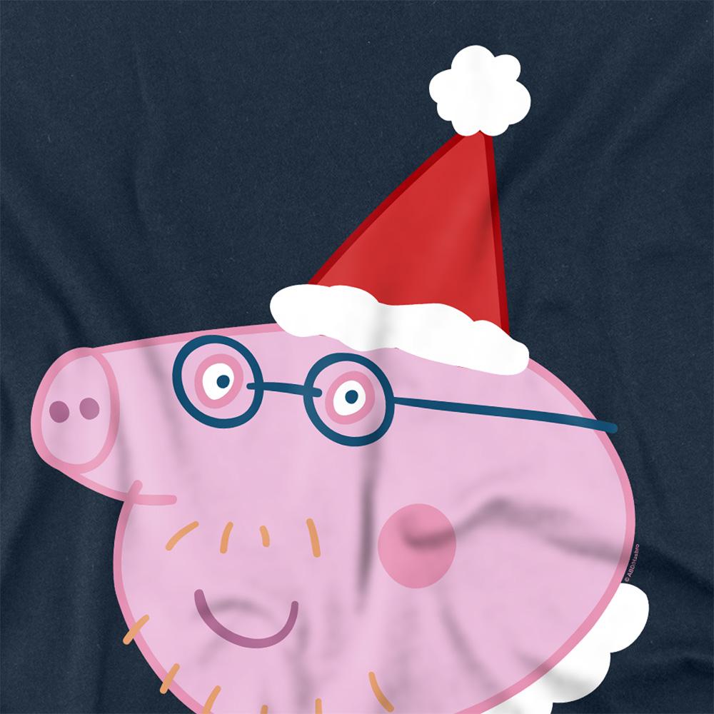 Navy - Side - Peppa Pig Unisex Adult Daddy Pig Santa Hat Long-Sleeved T-Shirt