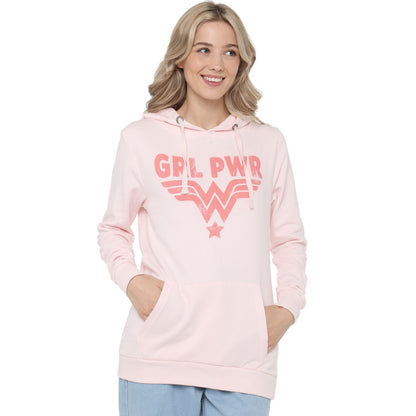 Pale Pink - Side - Wonder Woman Womens-Ladies Girl Power Hoodie