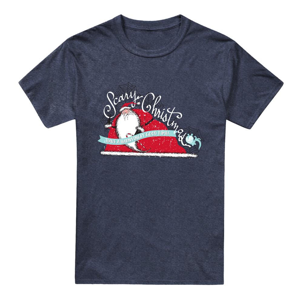 Navy - Front - The Nightmare Before Christmas Unisex Adult Scary Heather Christmas T-Shirt