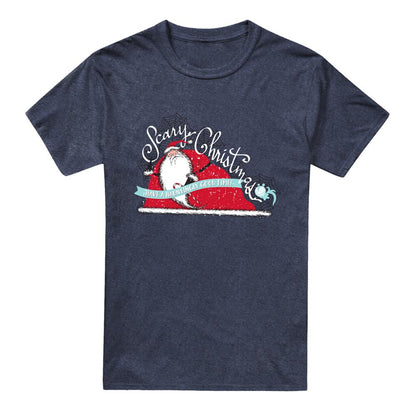 Navy - Front - The Nightmare Before Christmas Unisex Adult Scary Heather Christmas T-Shirt