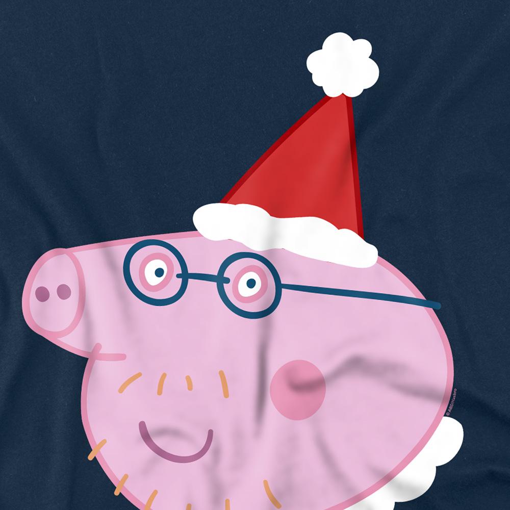 Navy - Side - Peppa Pig Unisex Adult Daddy Pig Santa Hat T-Shirt
