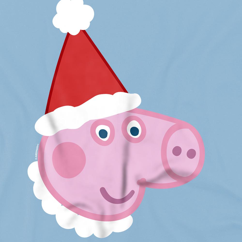 Light Blue - Side - Peppa Pig Childrens-Kids George Pig Santa Hat T-Shirt