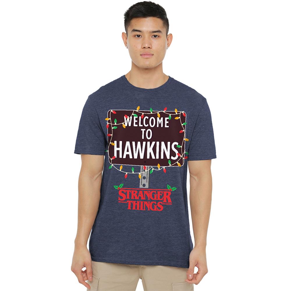 Navy - Lifestyle - Stranger Things Unisex Adult Welcome To Hawkins Heather Christmas T-Shirt