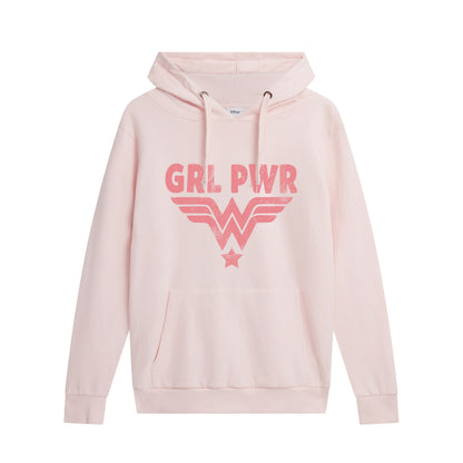 Pale Pink - Front - Wonder Woman Womens-Ladies Girl Power Hoodie