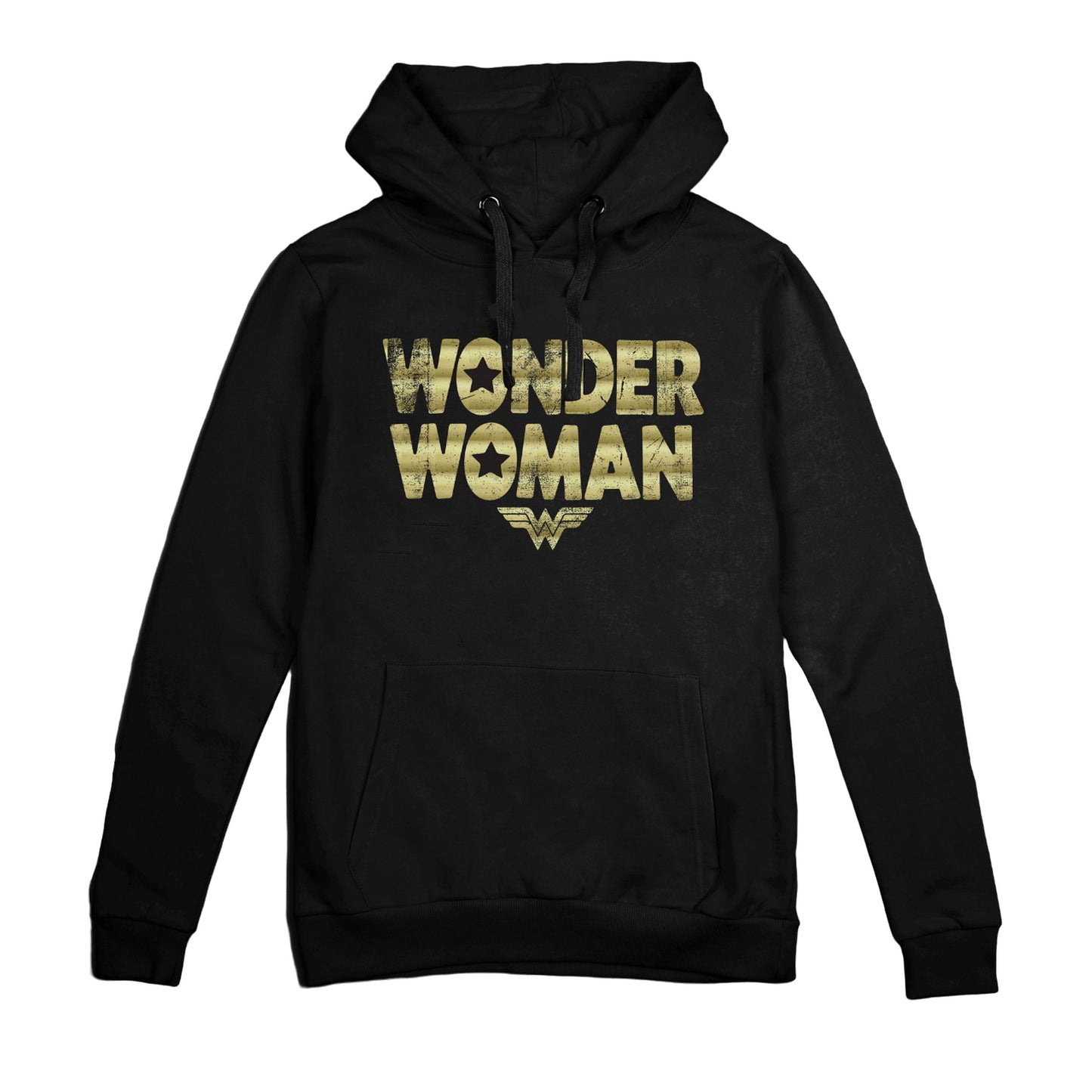 Black - Front - Wonder Woman Womens-Ladies Metallic Logo Hoodie