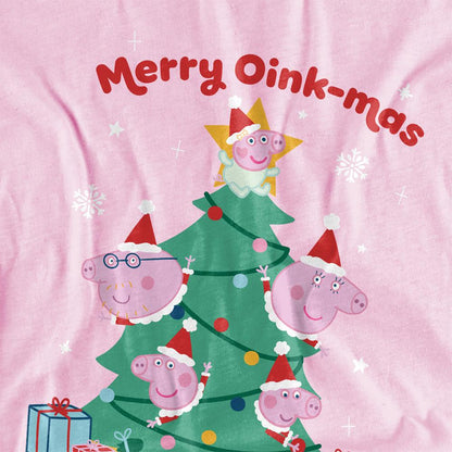 Pink - Side - Peppa Pig Childrens-Kids Merry Oinkmas T-Shirt