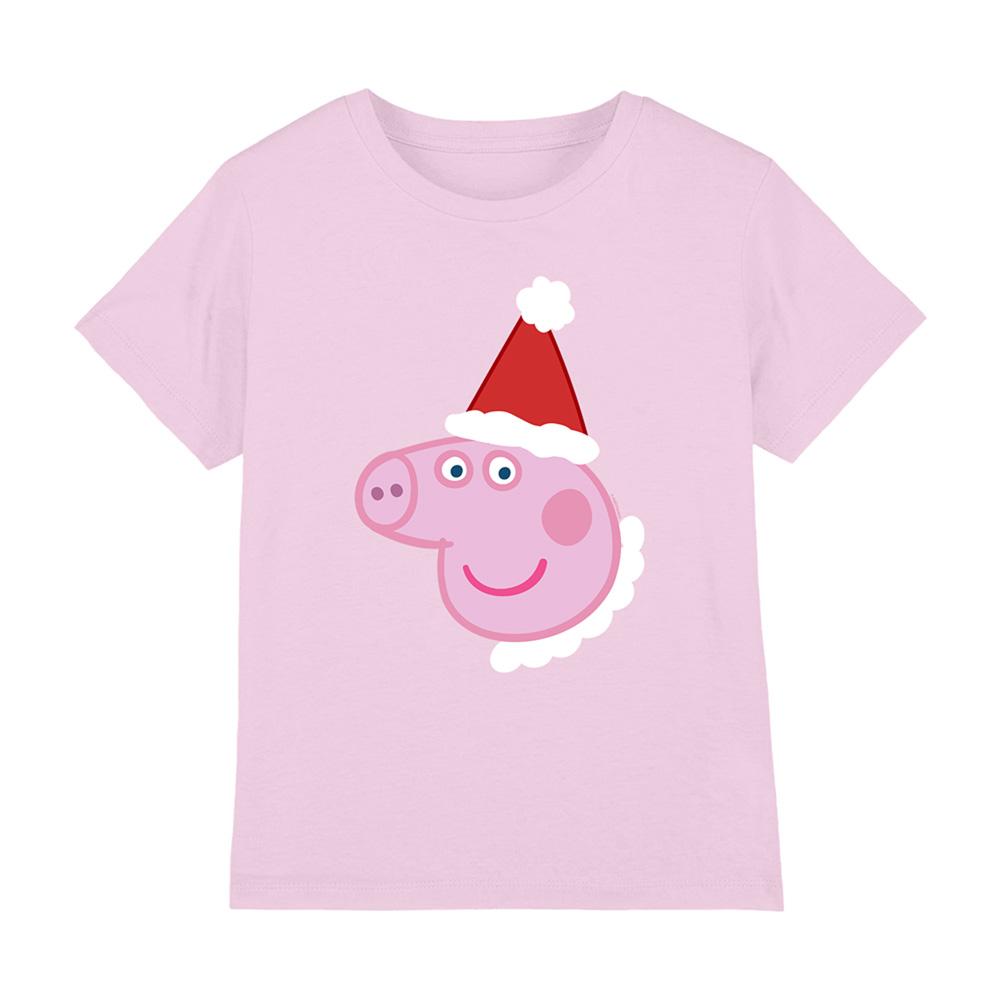 Pink - Front - Peppa Pig Childrens-Kids Santa Hat T-Shirt