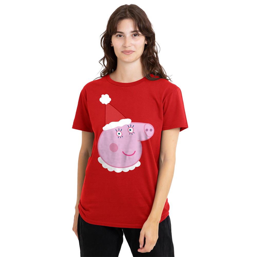 Red - Lifestyle - Peppa Pig Womens-Ladies Mummy Pig Santa Hat T-Shirt