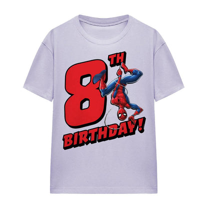 Lavender - Front - Spider-Man Womens-Ladies 8th Birthday T-Shirt