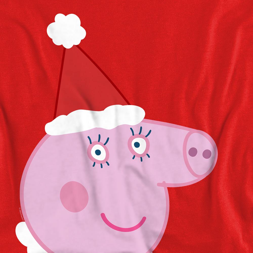 Red - Side - Peppa Pig Unisex Adult Mummy Pig Santa Hat Sweatshirt