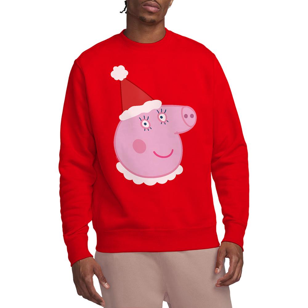Red - Pack Shot - Peppa Pig Unisex Adult Mummy Pig Santa Hat Sweatshirt