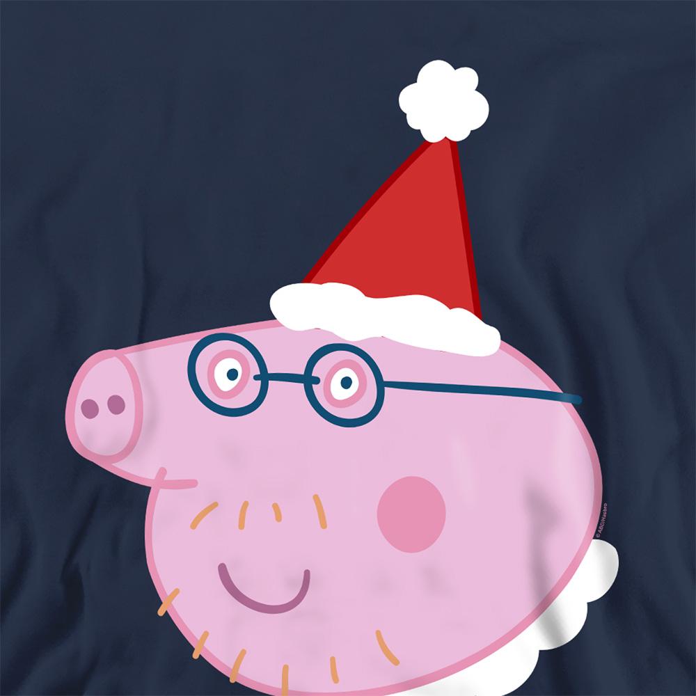 Navy - Side - Peppa Pig Unisex Adult Daddy Pig Santa Hat Sweatshirt