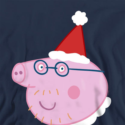 Navy - Side - Peppa Pig Unisex Adult Daddy Pig Santa Hat Sweatshirt