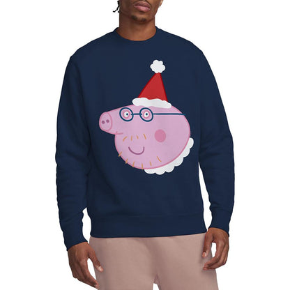 Navy - Lifestyle - Peppa Pig Unisex Adult Daddy Pig Santa Hat Sweatshirt