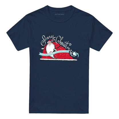 Navy - Front - The Nightmare Before Christmas Unisex Adult Scary Christmas T-Shirt