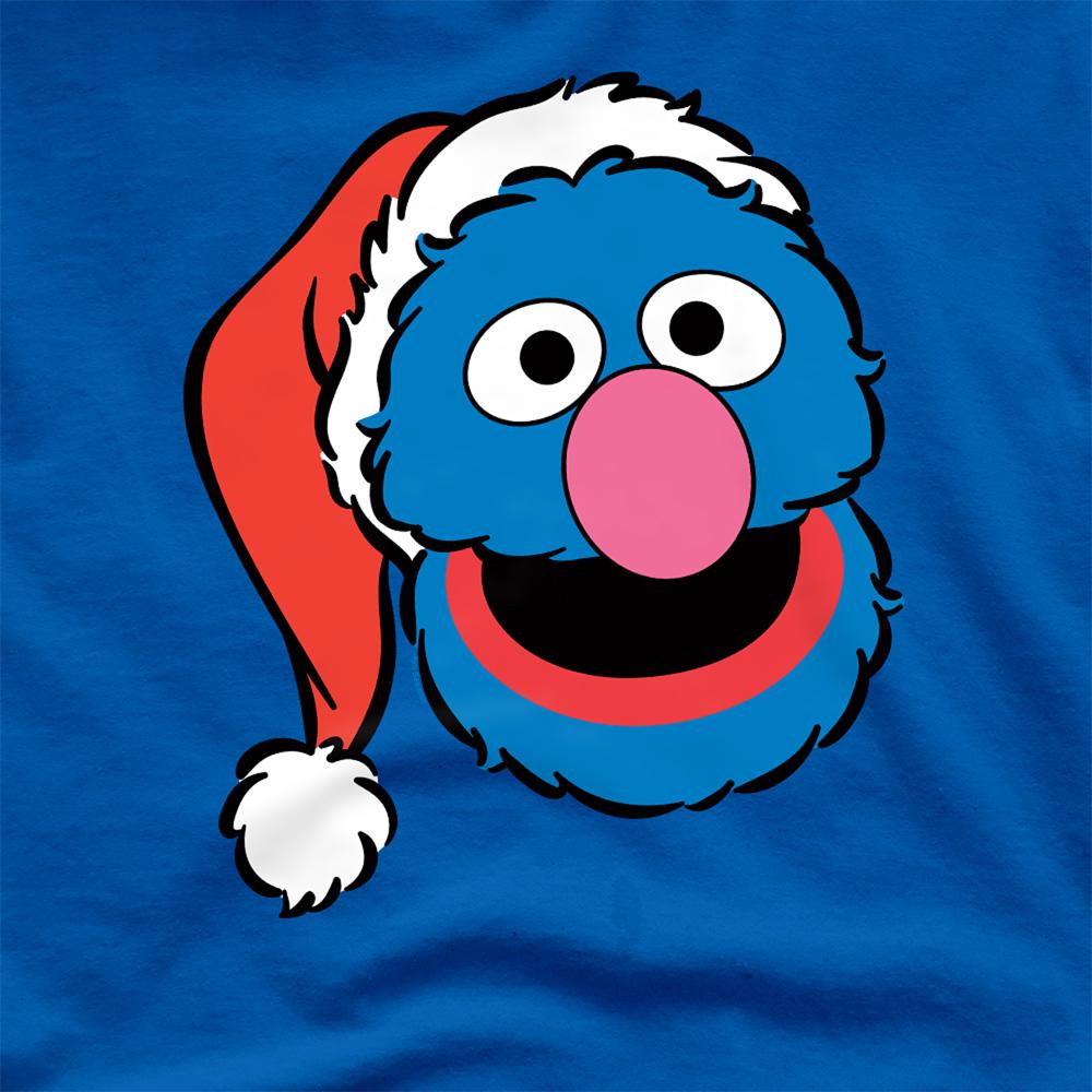 Royal Blue - Side - Sesame Street Unisex Adult Grover Santa Hat Christmas T-Shirt