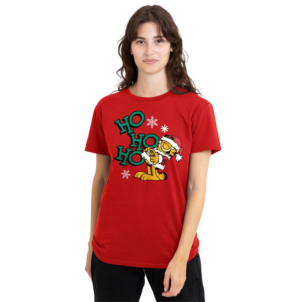 Red - Lifestyle - Garfield Womens-Ladies Ho Ho Ho Christmas T-Shirt