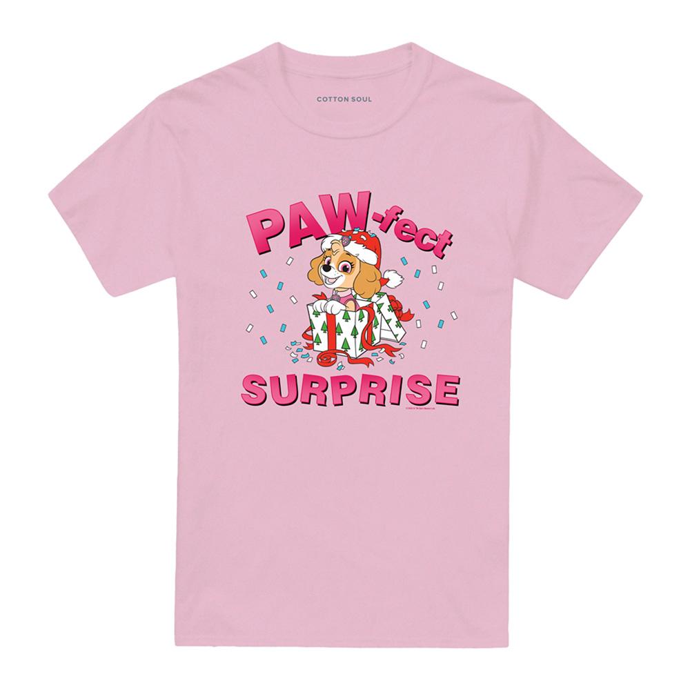 Pink - Front - Paw Patrol Unisex Adult The Paw-Fect Gift Skye Christmas T-Shirt