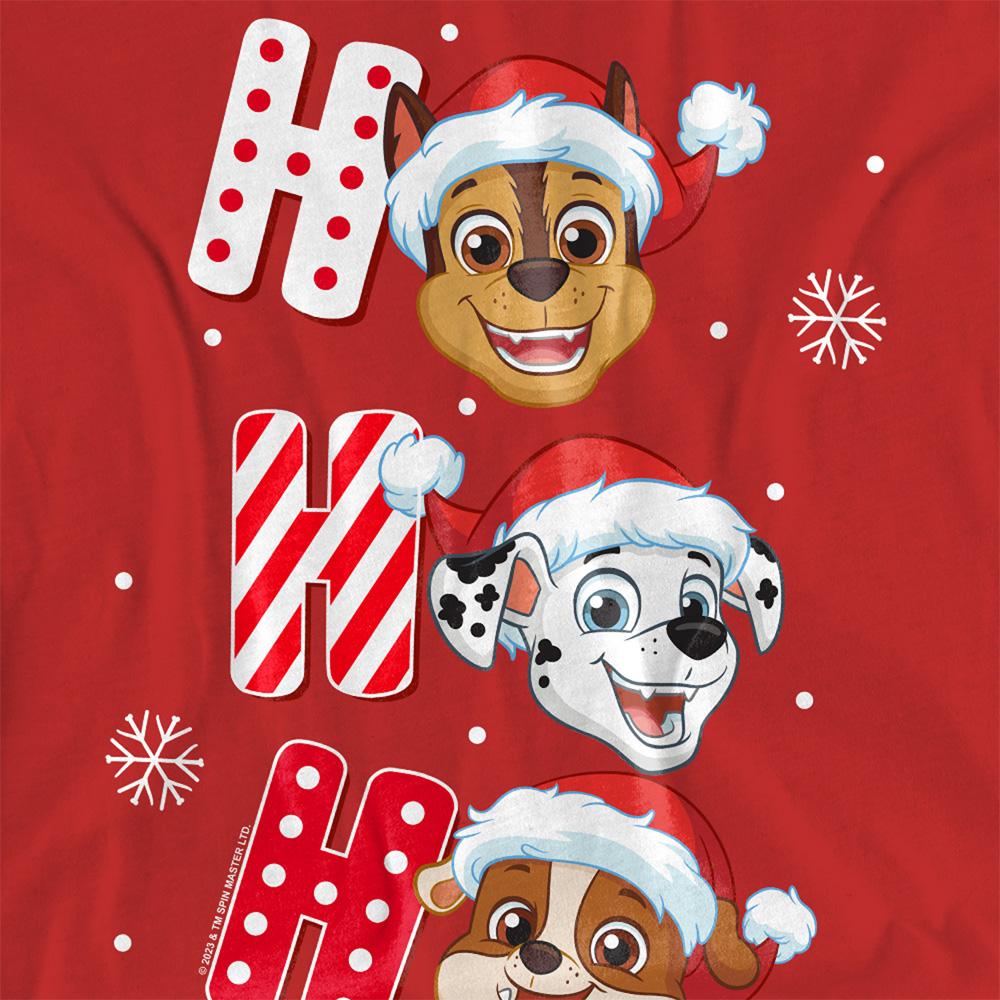 Red - Side - Paw Patrol Womens-Ladies Santa Hat Christmas T-Shirt