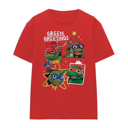 Red - Front - Teenage Mutant Ninja Turtles Womens-Ladies Green Greetings Christmas T-Shirt