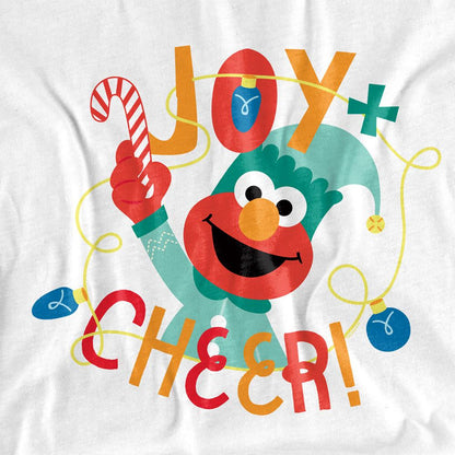 White - Side - Sesame Street Unisex Adult Joy And Cheer Elmo Long-Sleeved Christmas T-Shirt