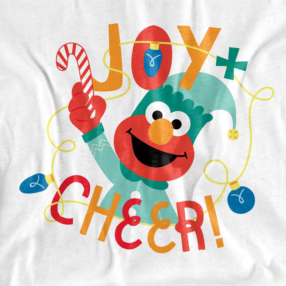 White - Pack Shot - Sesame Street Womens-Ladies Joy And Cheer With Elmo Christmas T-Shirt