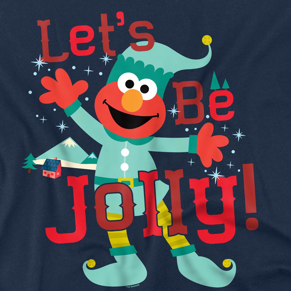 Navy - Pack Shot - Sesame Street Unisex Adult Let´s Be Jolly Elmo Elf Christmas T-Shirt