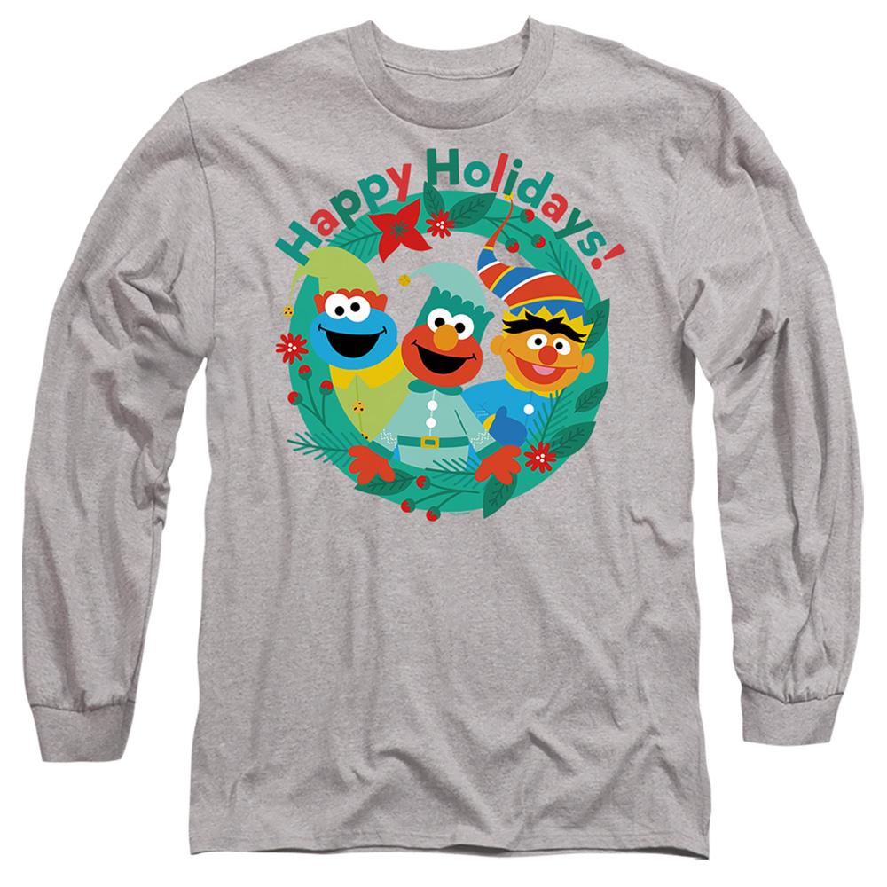 Athletic Heather - Front - Sesame Street Unisex Adult Happy Holidays Elf Heather Christmas T-Shirt