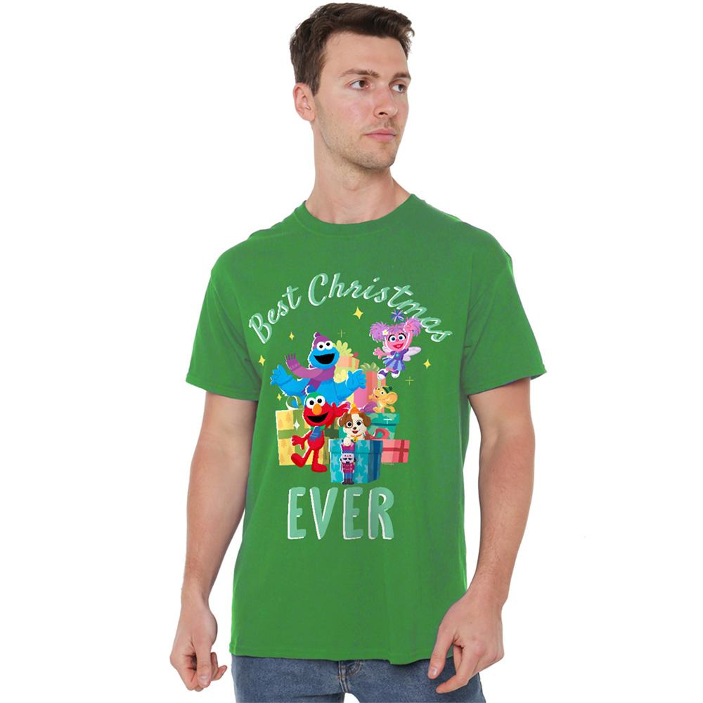 Kelly Green - Side - Sesame Street Unisex Adult Characters Christmas T-Shirt
