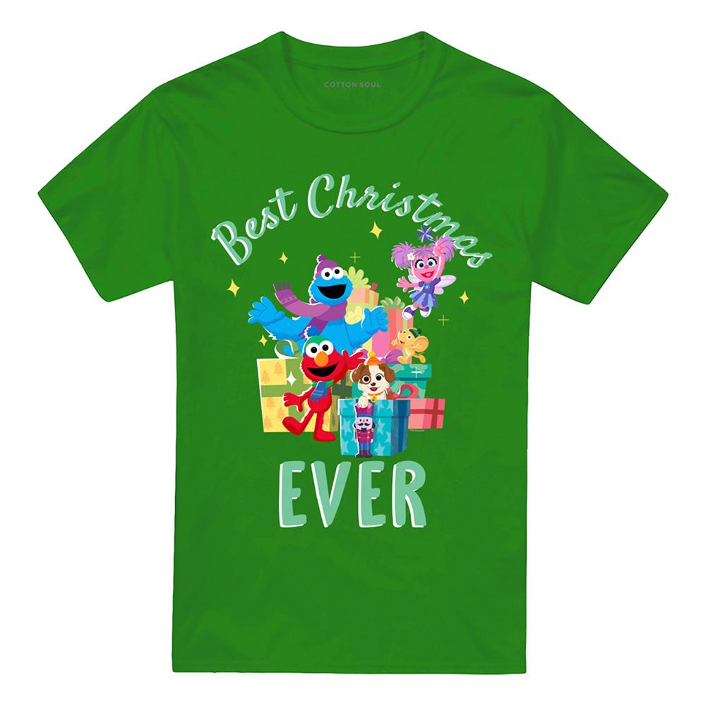 Kelly Green - Front - Sesame Street Unisex Adult Characters Christmas T-Shirt