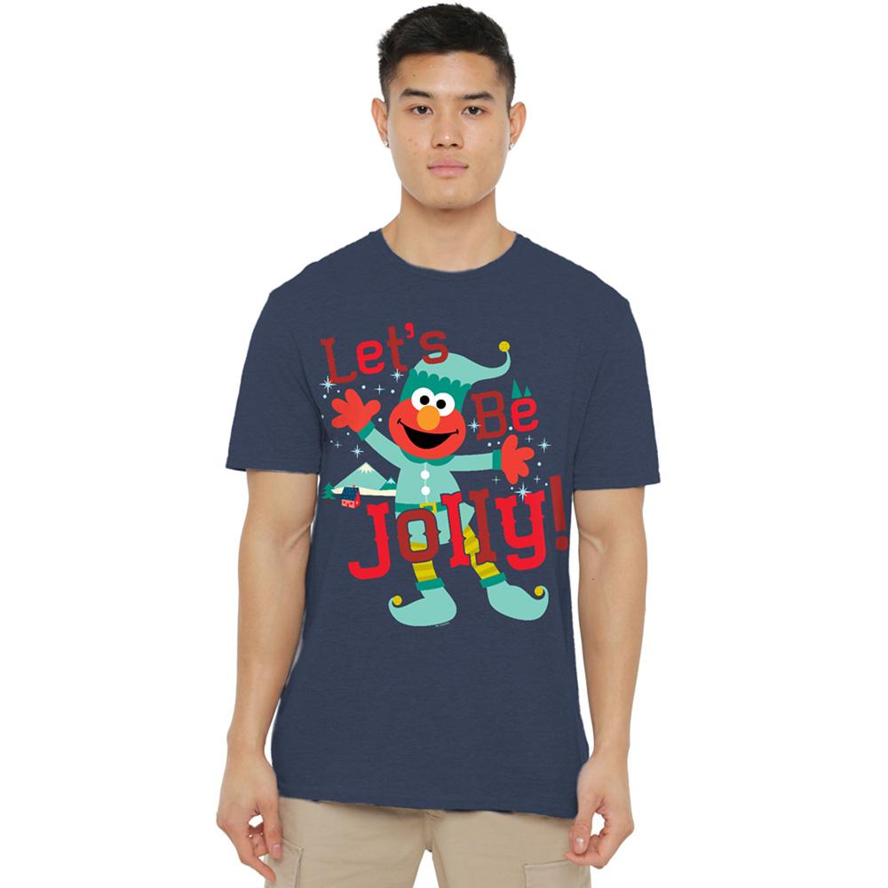 Blue - Side - Sesame Street Unisex Adult Deck The Halls Heather Christmas T-Shirt