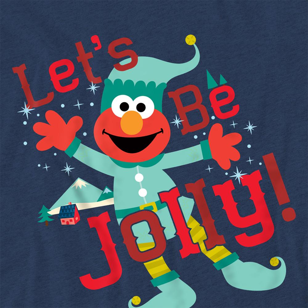Blue - Pack Shot - Sesame Street Unisex Adult Deck The Halls Heather Christmas T-Shirt
