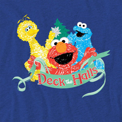 Navy - Pack Shot - Sesame Street Unisex Adult Merry And Bright Elmo Christmas T-Shirt