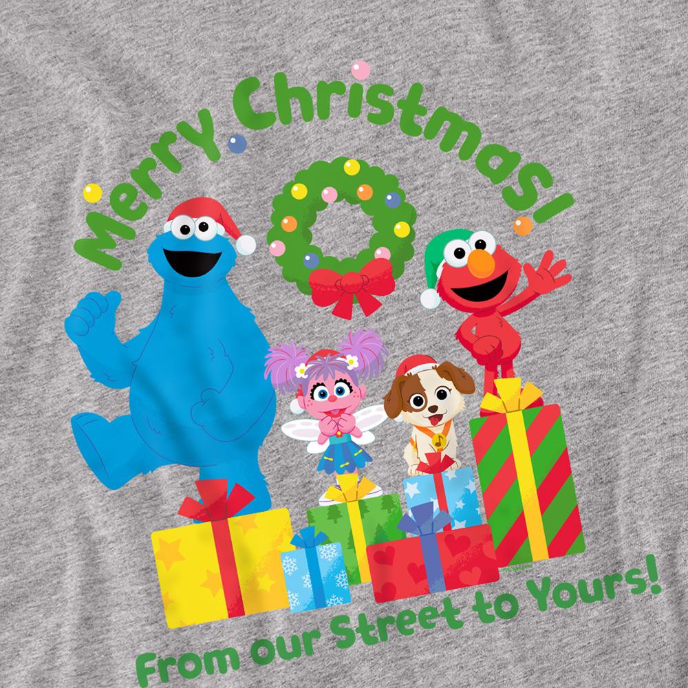 Athletic Heather - Side - Sesame Street Unisex Adult From Our Street To Yours Heather Long-Sleeved Christmas T-Shirt