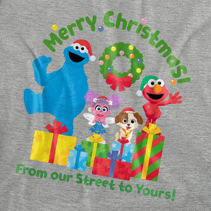 Athletic Heather - Pack Shot - Sesame Street Womens-Ladies From Our Street To Yours Heather Christmas T-Shirt