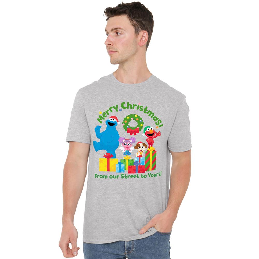 Athletic Heather - Side - Sesame Street Unisex Adult From Our Street To Yours Heather Christmas T-Shirt