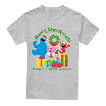 Athletic Heather - Front - Sesame Street Unisex Adult From Our Street To Yours Heather Christmas T-Shirt