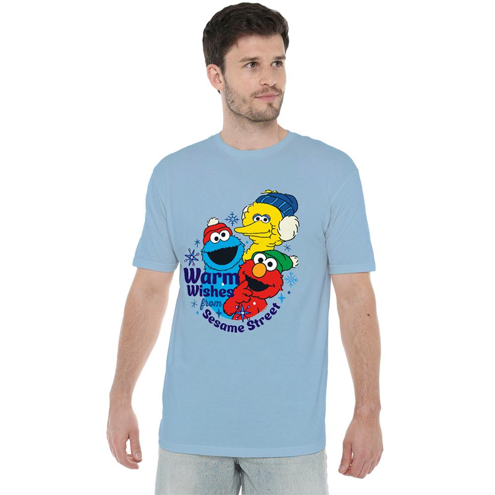 Light Blue - Lifestyle - Sesame Street Unisex Adult Warm Wishes For Christmas T-Shirt