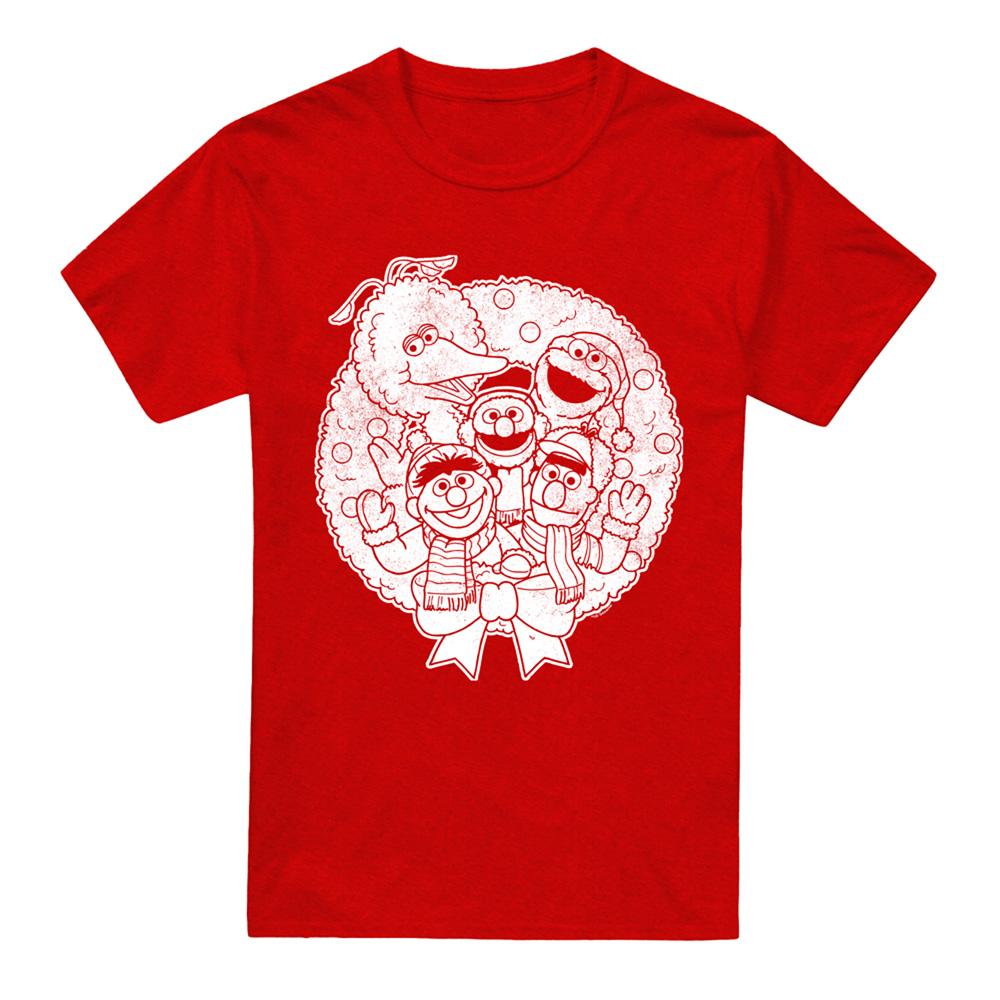 Red - Front - Sesame Street Unisex Adult Big Bird Scribble Heather Christmas T-Shirt