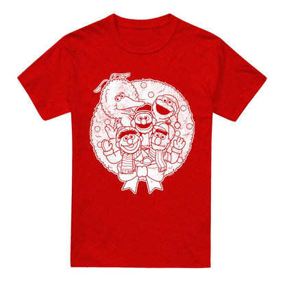 Red - Front - Sesame Street Unisex Adult Big Bird Scribble Heather Christmas T-Shirt