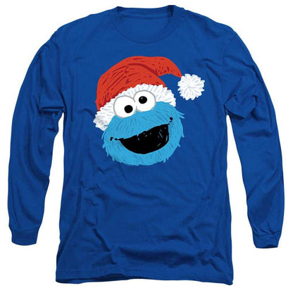 Royal Blue - Front - Sesame Street Unisex Adult Cookie Monster Scribble Long-Sleeved Christmas T-Shirt